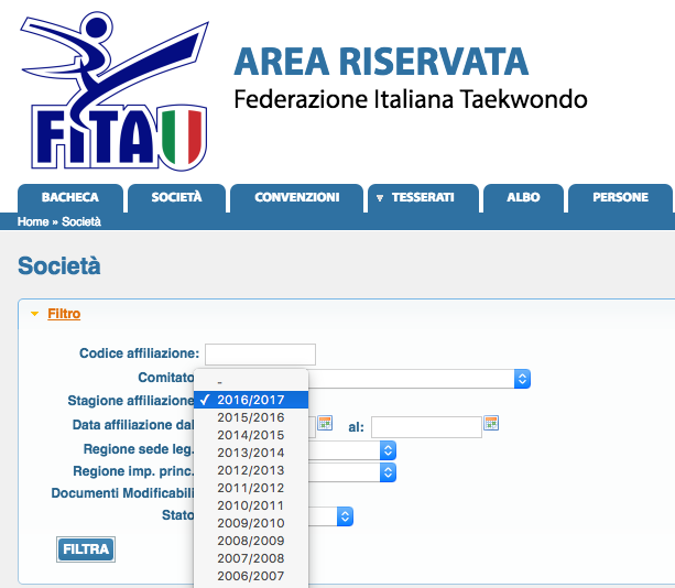 Affiliazioni 2016-2017