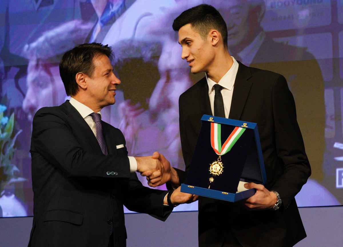 Cerimonia dei Collari d'Oro: premiato Simone Alessio per la vittoria ai Mondiali 2019.